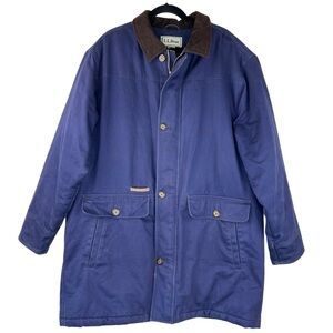 LL Bean Barn Field Jacket Quilted Flannel Lined Blue Chore Men XL Tall